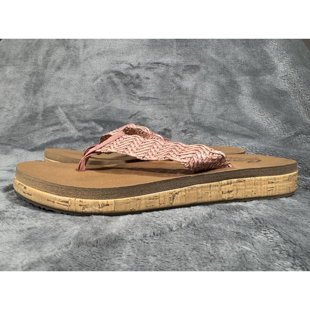 Skechers Shoes Womens Size 8 Pink Cali Yoga Foam Thong Wedge Sandals Cork - Picture 7 of 9